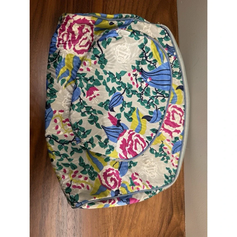 Vintage Christian Dior 2pc Cosmetic Bag Set Floral